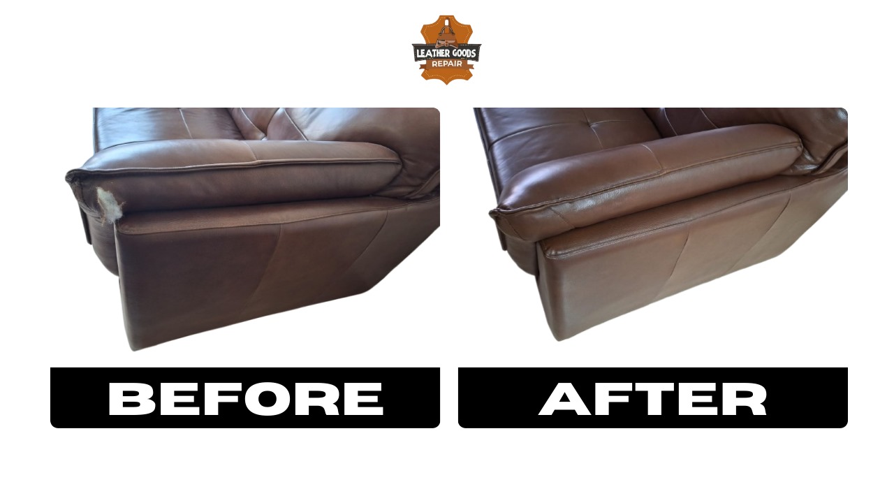 Vintage Leather Sofa before repair